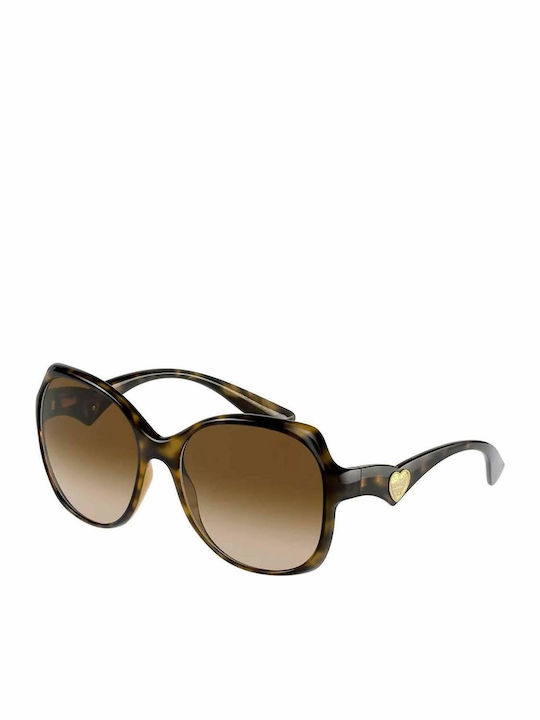 Dolce & Gabbana Women's Sunglasses with Gold Tartaruga Horn-Rimmed Frame and Brown Gradient Lenses DG6154 502/13