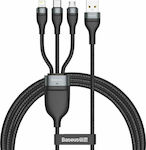 Baseus Braided USB to Lightning / Type-C / micro USB Cable Γκρι 1.2m (CA1T3-G1)