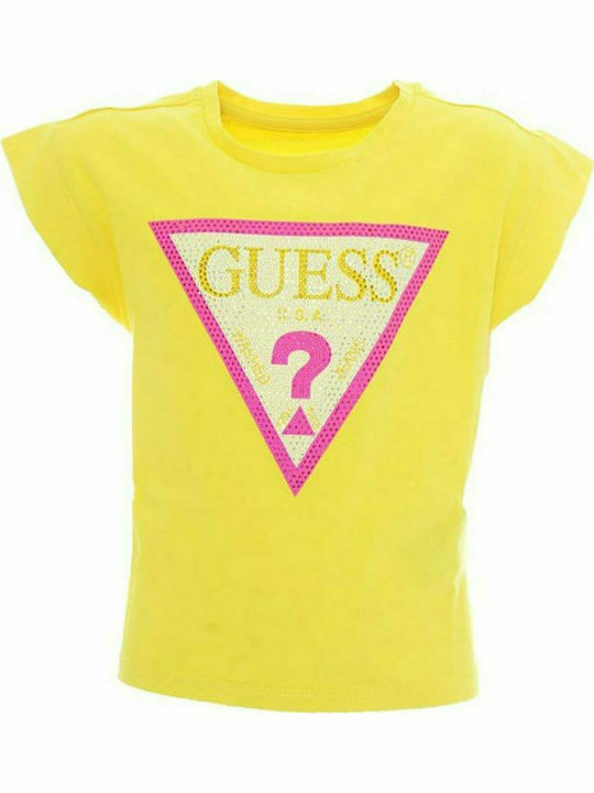 Guess Детски crop top Къс ръкав Жълт