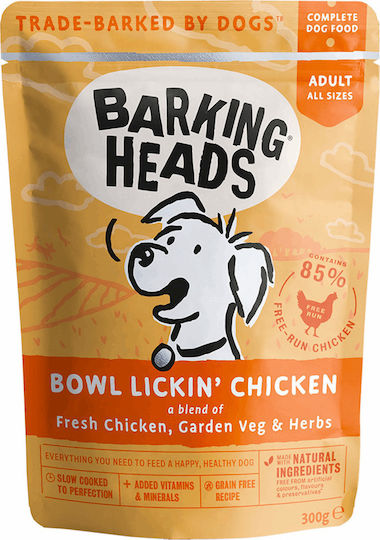 Barking Heads Bowl Lickin' Υγρή Τροφή Σκύλων σε Φακελάκι με Κοτόπουλο και Λαχανικά χωρίς Σιτηρά 300gr