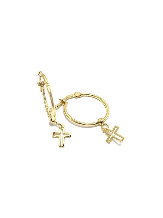 Earrings Gold K14 Crosses with crosses