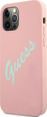 Guess Silicone Vintage Coperta din spate Plastic Roz (iPhone 12 Pro Max) GUHCP12LLSVSPG