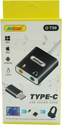 Andowl Q-T98 Εξωτερική USB-C Κάρτα Ήχου 2.0