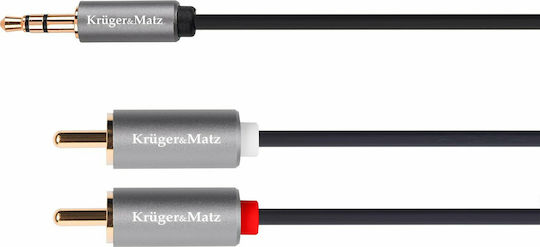Kruger & Matz Καλώδιο Ήχου 3.5mm male - RCA male Μαύρο 10m KM1215
