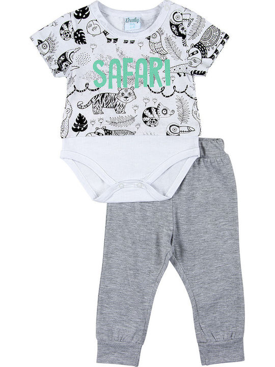 Funky Baby Bodysuit Set Short-Sleeved with Pants White