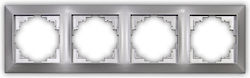 Adeleq Switch Frame 4 Positions Horizontal Installation in Silver Color 15-0336