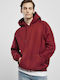 Urban Classics TB014 Men's Sweatshirt with Hood and Pockets Burgundy