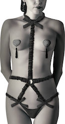 Coquette Комплект Astic Harness И Накрайници За Зърна Черен
