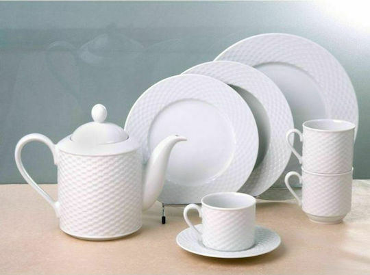 Cryspo Trio Polo Tea Set with Cup Porcelain White 15pcs