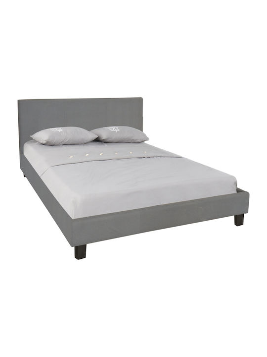 Wilton Κρεβάτι Διπλό Επενδυμένο με Ύφασμα Γκρι για Στρώμα 140x190cm