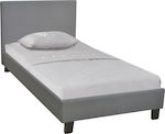 Κρεβάτι Μονό Υφασμάτινο Γκρι Wilton 90x190cm