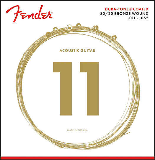 Fender Set Bronz de Corzi pentru Chitară acustică 80/20 Dura-Tone Coated 880CL 11 - 52"