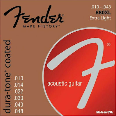 Fender Πλήρες Σετ 80/20 Bronze Χορδών για Ακουστική Κιθάρα 80/20 Dura-Tone Coated 880XL 10 - 48"