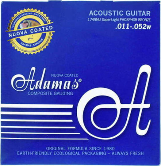 Adamas Nuova Coated Σετ Χορδών Phosphor Bronze Ακουστικής Κιθάρας 11 - 52" Super Light
