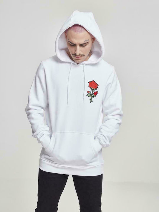 Mister Tee Embroidered Rose MT680 Men's Sweatshirt with Hood and Pockets White MT680-00220