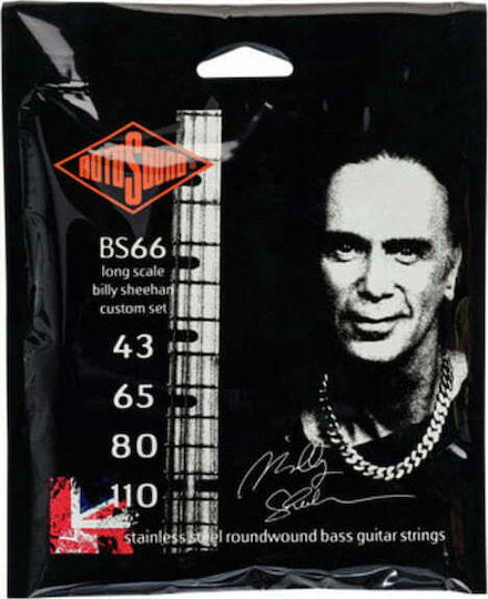 Rotosound Billy Sheehan Signature Set Corzi Pentru Bas Oțel Inoxidabil 43 - 110 Long Scale