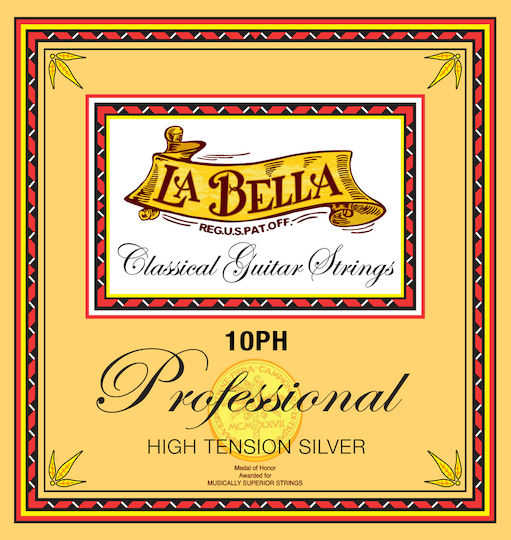 La Bella Set of Silver Plated Strings for Classic Guitar 10PH Professional High Tension Silver