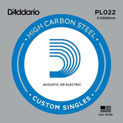 Daddario Corză Oțel Individuală pentru Chitară acustică / Chitară electrică Single Plain .022"