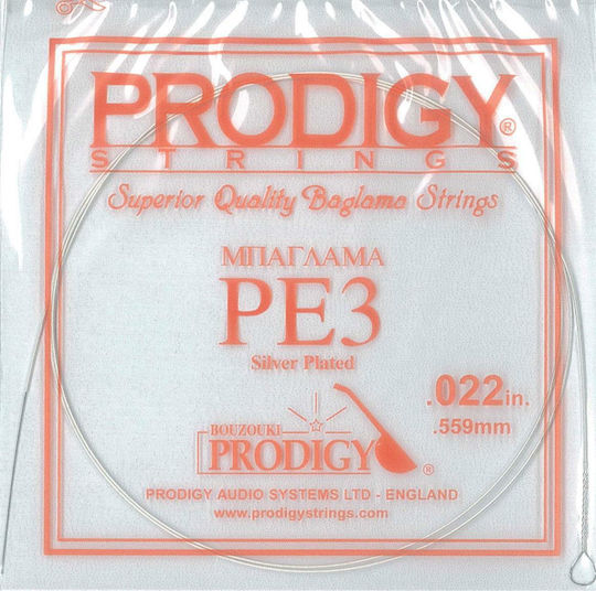 Prodigy Single Silver Plated String for Baglama Baglama Silver Plated RE3 22"