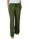 Toi&Moi Damen Hochtailliert Stoff Palazzo-Hose Khaki