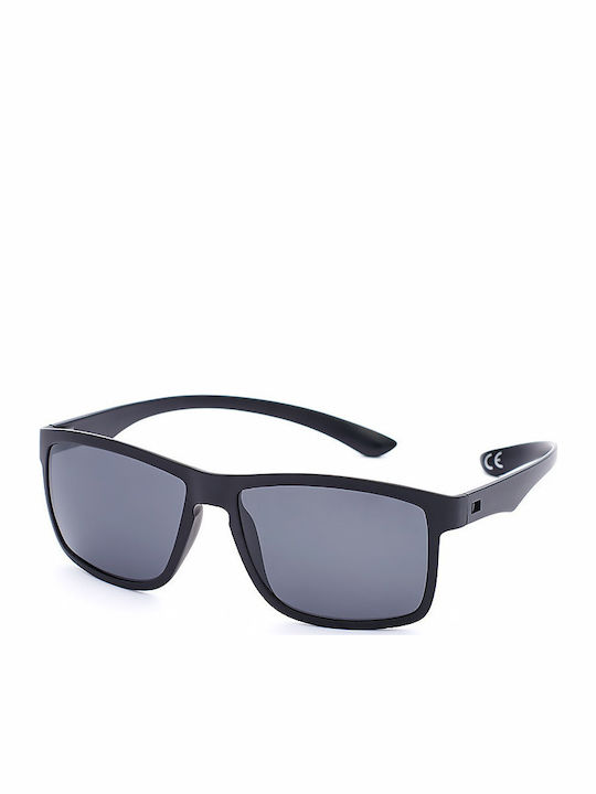Polareye TR083 Men's Sunglasses with Black Plastic Frame and Black Polarized Lens