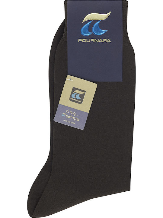 Pournara Ανδρικές Μονόχρωμες Κάλτσες Καφέ 5Pack