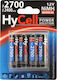 Hycell Wiederaufladbare Batterien AA Ni-MH 2400mAh 1.2V 4Stück