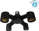 GloboStar Socket Extension for Socket E27 in Black color Set 1pcs from 1xE27 Socket to 4xE27 78978