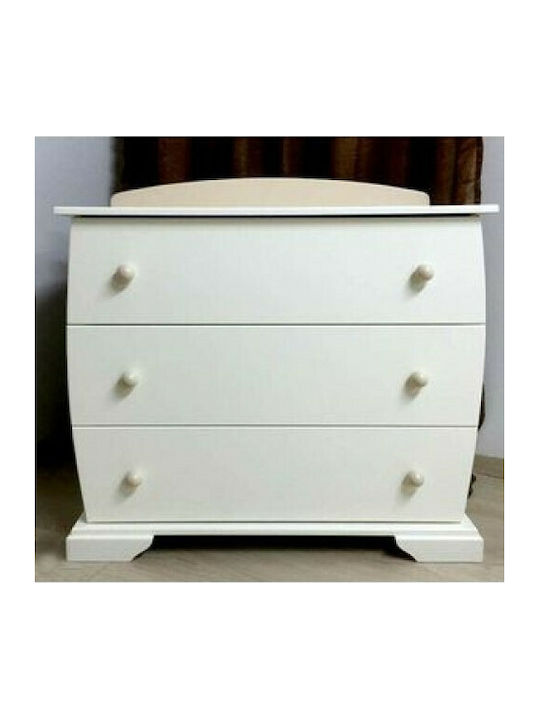 Fiorella Baby Dresser with 3 Drawers White 85x48x100cm