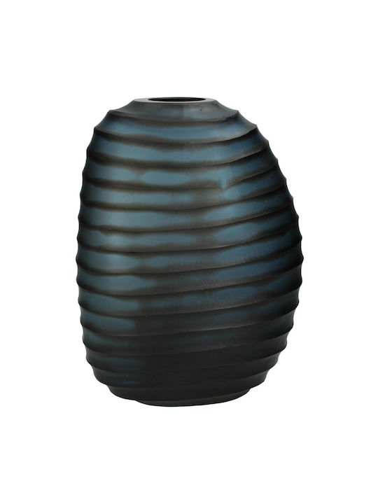 ArteLibre Glass Vase Blue/Black 23x18x30cm