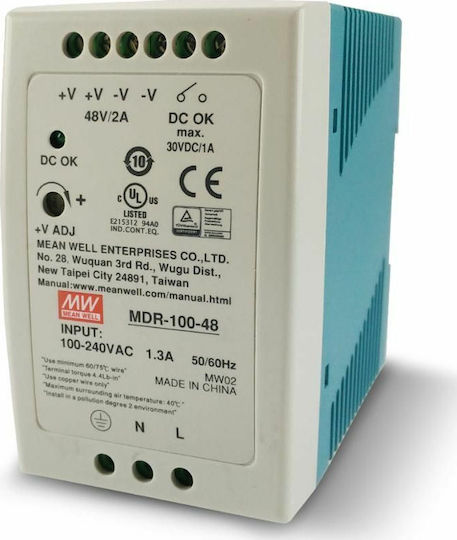 Mean Well MDR100-48 DIN Rail Power Supply 2A/48V/96W