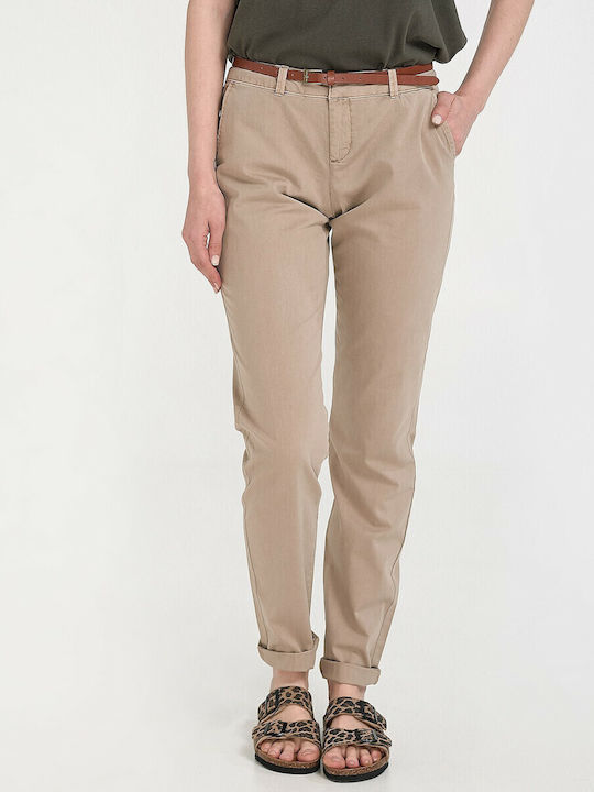 Damen Chino Hose in Lockere Passform Tabac Braun