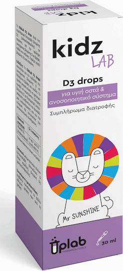 Uplab Pharmaceuticals KidzLab D3 Drops Vitamin für Stärkung des Immunsystems & die Knochengesundheit 30ml