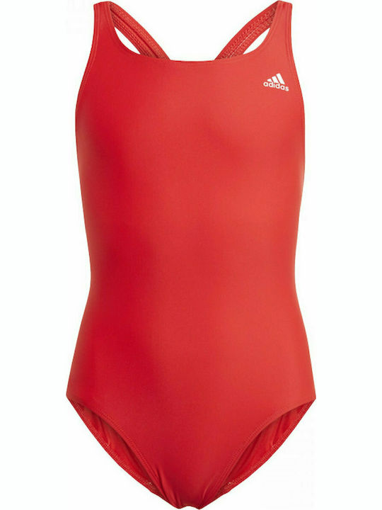 Adidas Παιδικό Μαγιό Ολόσωμο Solid Fitness Κολύμβησης Κόκκινο