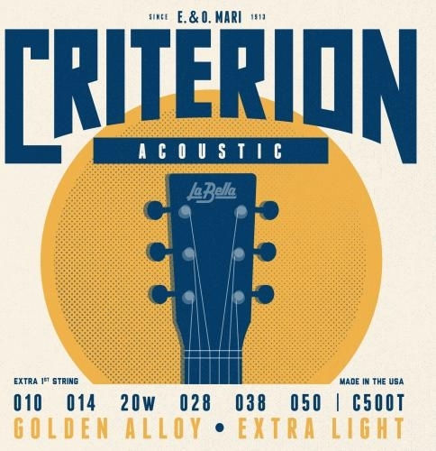 La Bella Criterion Golden Alloy Set Corzi Pentru Chitară Acustică Oțel 10 - 50 Extra Light