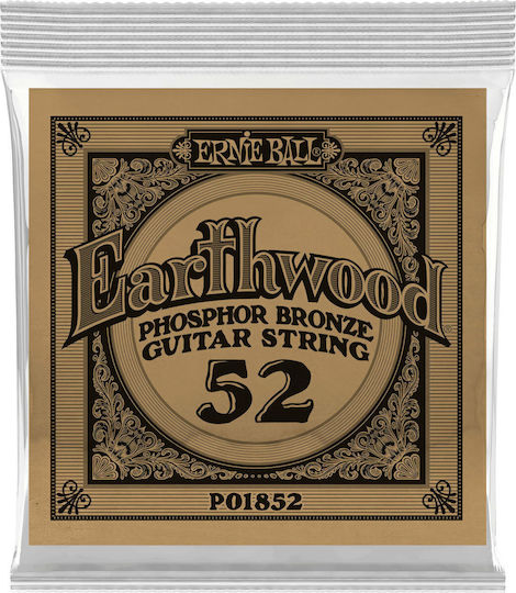Ernie Ball Earthwood Single Phosphor Bronze Acoustic Guitar String 52"