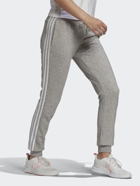 Adidas Essentials French Terry 3-Stripes Παντελόνι Γυναικείας Φόρμας με Λάστιχο Γκρι