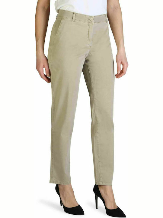 Armani Exchange Women's High-waisted Cotton Trousers Beige 3ZYP30YNCVZ-1724