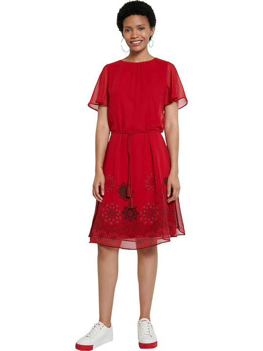 Desigual Tampa Summer Midi Dress Red