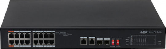 Dahua PFS3218-16ET-135 Unmanaged L2 PoE+ Switch with 16 Ethernet Ports and 2 SFP Ports