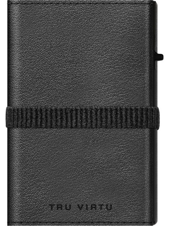 Click Slide Strap Δερμάτινο Ανδρικό Πορτοφόλι Καρτών με Μηχανισμό Slide Μαύρο