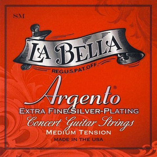 La Bella Argento Single Silver Plated Classical Guitar Strings 6 Pieces Medium