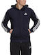 Essentials French Terry 3-Stripes Cardigan with Hood Navy