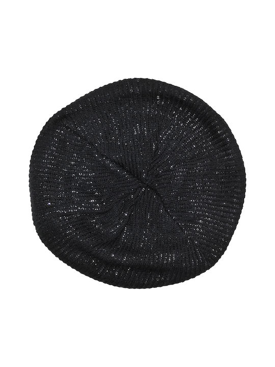 Beret Beret tricotat pentru femei Culoare negru/argintiu