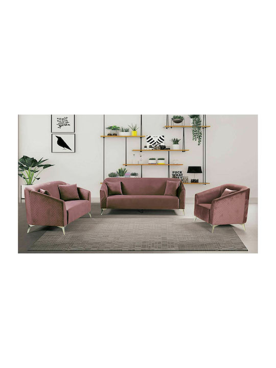 Σετ Σαλονιού Luxe 3θέσιος & 2θέσιος & πολυθρόνα Antique Pink
