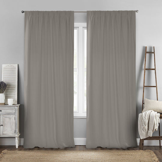 Lino Home Κουρτίνα με Τρέσα Renas 224 Greige 300x280εκ.