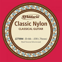 Daddario Classical Single Silver Wound Μονή Χορδή Nylon 30" Hard Tension D-4th