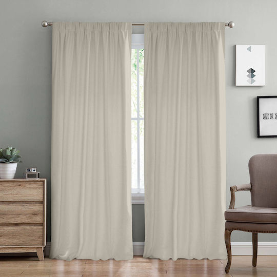 Lino Home Curtain with Pencil Pleat Samos Sand 150x275cm