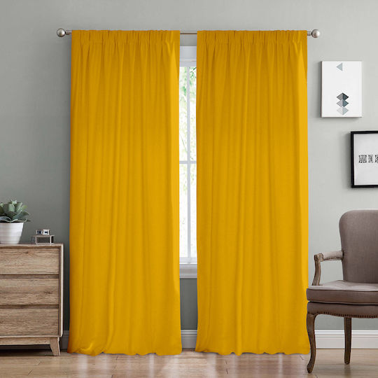 Lino Home Κουρτίνα με Τρέσα Samos Mustard 150x275εκ.