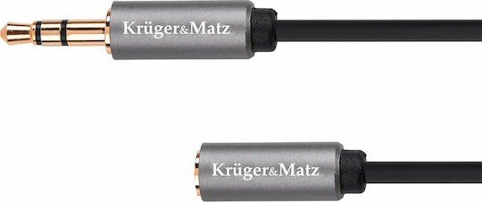 Kruger & Matz Καλώδιο Ήχου 3.5mm male - 3.5mm female Μαύρο 3m με Επίχρυσους Ακροδέκτες KM1231